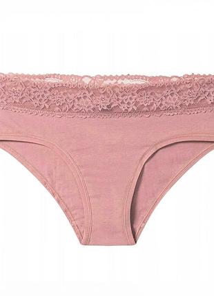Трусики-хипстеры хлопковые с круживом для женщины esmara lycra® 473572 l розовый