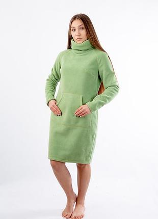 Теплое женское платья из флиса фисташковый, m