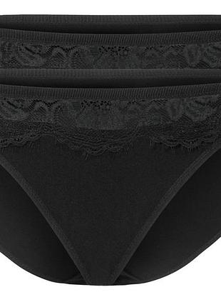 Трусики-слип с кружевом набор 2 шт. для женщины esmara lycra® 471782 l черный