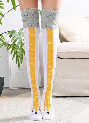 Гольфы куриные лапы за колено белые one size