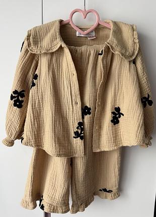 Костюм літній zara штани та блузка муслінові набір комплект