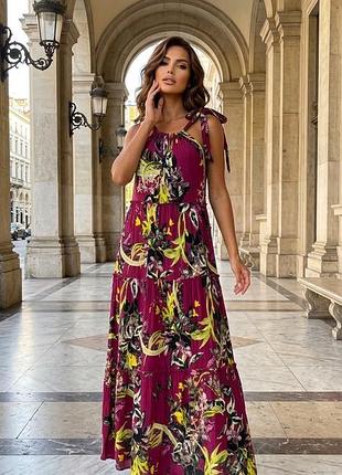 Яркое макси-платье next beachwear с тропическим принтом, размер uk 16 (xl)