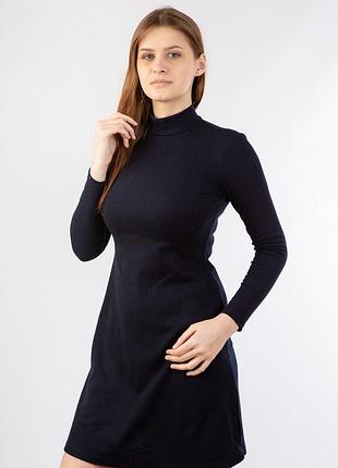 Платье в рубчик темно-синее короткое s