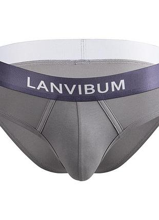 Брифы мужские от бренда lanvibum однотонные серого цвета
