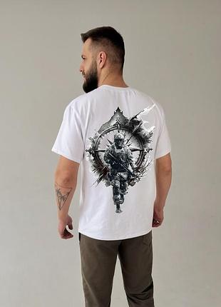 Футболка унісекс, колір білий, "воїн часу", розмір s-xxl