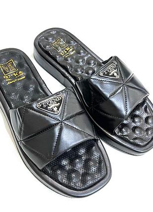 Женские шлепанцы черные. 40-43 батал. 43 (27,5см)