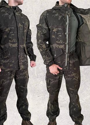 Костюм горка 5 черный мультикам тактический костюм 44-70 размер 50