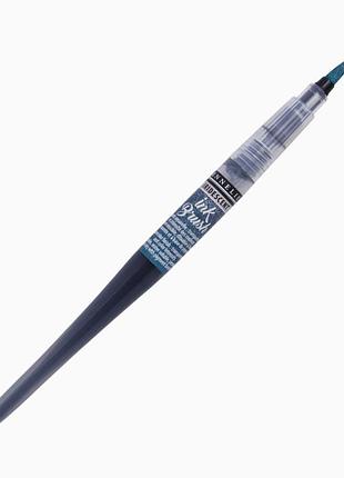 Ручка-пензель з чорнилом sennelier ink brush, переливчастий індиго синій (iridescent indigo blue)