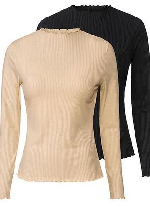 Футболка-лонгслив в рубчик набор 2 шт. для женщины esmara lycra® 437378-1 l комбинированный