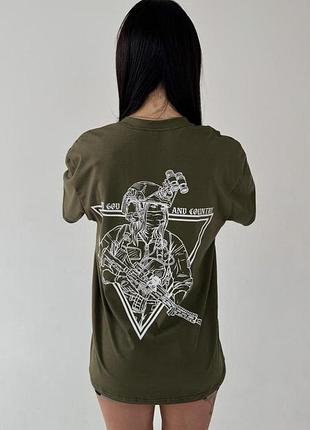 Футболка милитари, унисекс, цвет хаки, размеры s-xxl