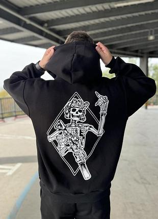Худи милитари без флиса, унисекс, цвет черный, размеры s-xxl