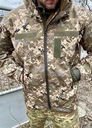 Военная тактическая куртка софтшел (softshell) піксель. куртка піксельна софтшел зсу 50