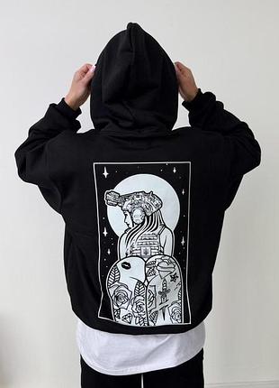 Худи милитари без флиса, унисекс, цвет черный, размеры s-xxl