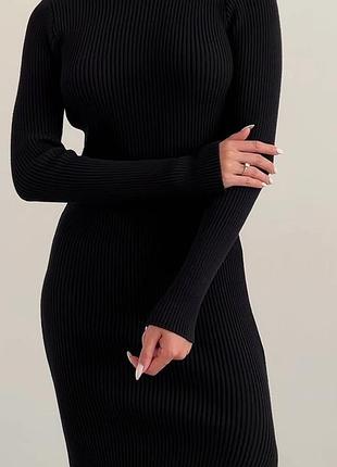 Сукня maxi довга приталена з розрізом чорна 🖤🔥 m-l