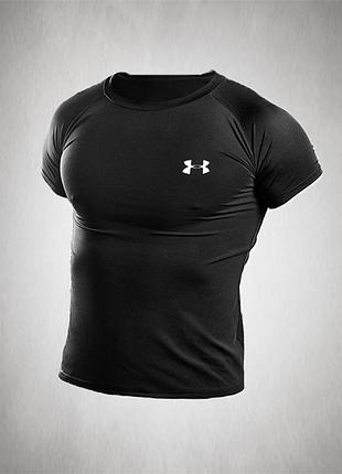 Компресійна футболка для тренувачів under armour 2025, компресійний одяг чорного кольору