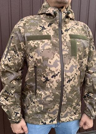 Военная тактическая куртка софтшел (softshell) піксель. куртка піксельна софтшел зсу