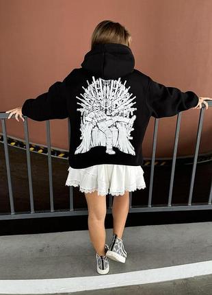 Худи милитари без флиса, унисекс, цвет черный, размеры s-xxl