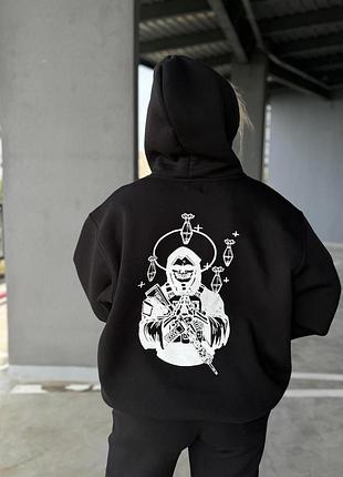 Худи милитари без флиса, унисекс, цвет черный, размеры s-xxl
