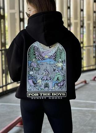 Худи милитари без флиса, унисекс, цвет черный, размеры s-xxl