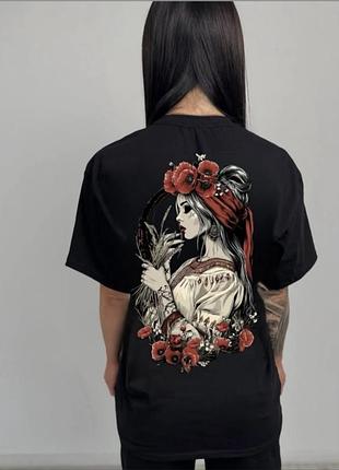 Футболка черная маковия, унисекс, цвет черный, размеры s-xxl