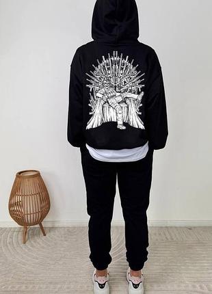 Худи милитари без флиса, унисекс, цвет черный, размеры s-xxl