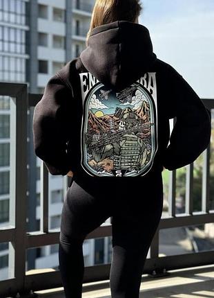 Худи милитари без флиса, унисекс, цвет черный, размеры s-xxl