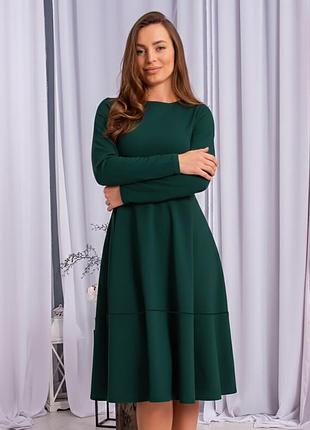 Изысканное женское трикотажное платье-миди melania, темно-зеленое l