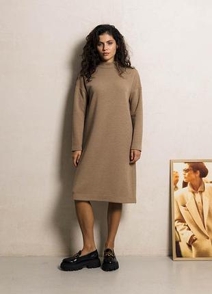 Сукня з італійського трикотажу l-xl. коричневий