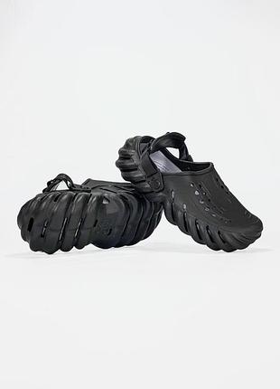 Чёрные кроксы унисекс crocs echo clog black x крокс 42
