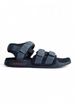 Мужские серые сандалии adidas adilette black grey x адилет 45