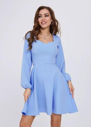 Изящное модное коктейльное платье, на прогулку, на вечеринку, голубое l