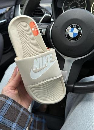 Женские бежевые шлепанцы, тапочки nike slippers beige white х найт 37