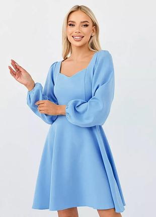 Праздничное летнее вечернее платье с длинным рукавом, голубое xl