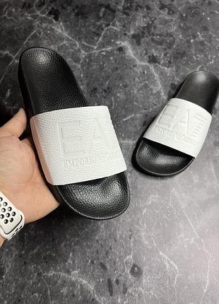Мужские шлепанцы emporio armani white black 44