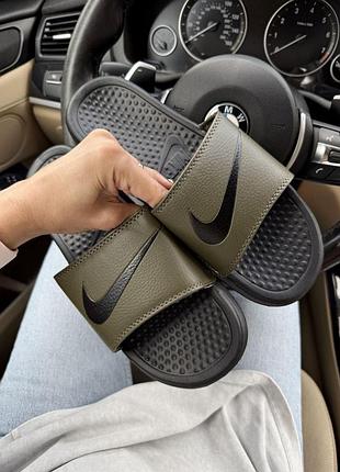 Мужские шлепанцы, тапочки хаки nike slippers khaki black х найк 40