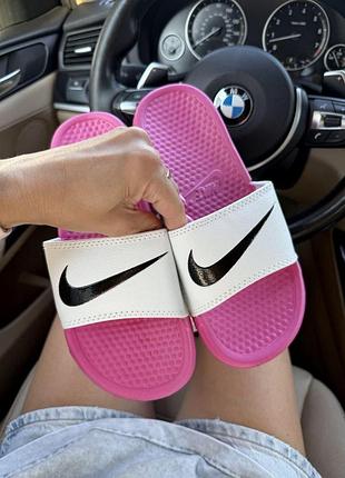 Женские белые шлепанцы, тапочки nike slippers pink white х найк 38