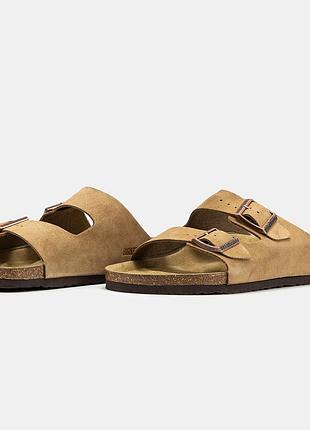 Бежевые шлепанцы унисекс birkenstock arizona light beige x биркеншток 41