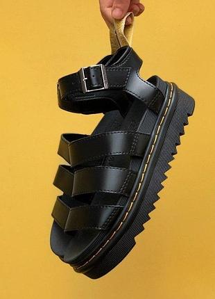 Женские чёрные сандалии dr martens sandals full black x доктор мартинс 38