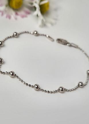 Серебряный браслет с шариками 19 см серебро 925 пробы родированное kulki100b 1.91г