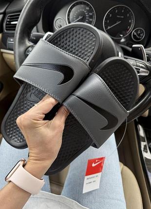 Мужские серые шлепанцы, тапочки nike slippers grey black х найк 40