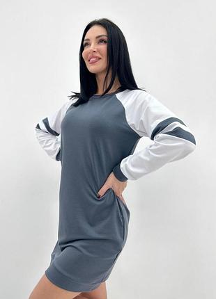 Спортивна сукня з двонитки "sesilia" оптом | батал графіт, 50-52