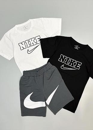 Футболка + футболка + шорты серые nike big