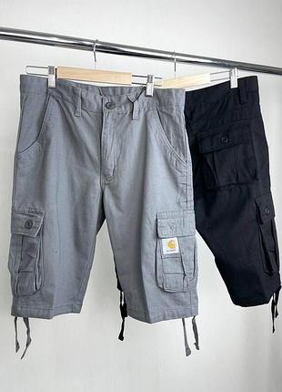Шорти карго carhartt стильні та практичні з боковими кишенями чоловічі чорні та сірі