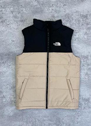 Жилетка the north face (чорний/кремовий)