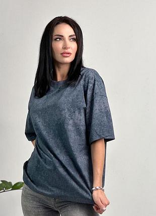 Вільна трикотажна жіноча футболка оверсайз із принтом на літо з турецької кулірки
