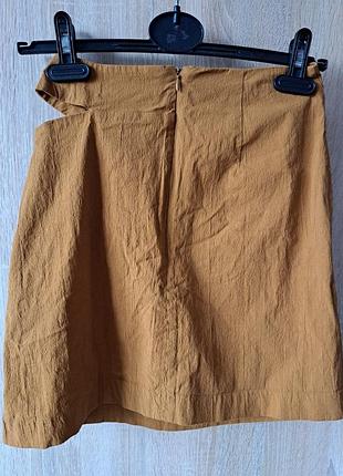 Горчичная летняя мини юбка zara размер xs коттон 98% 2
