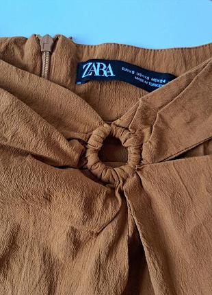 Горчичная летняя мини юбка zara размер xs коттон 98% 4