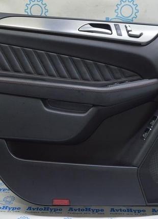 Обшивка двери (карточка) перед лев mercedes gle-class c292 12-19 кожа черн, красн строчка