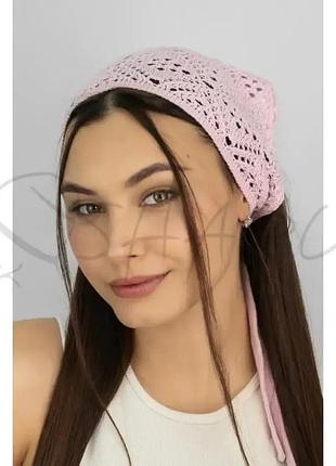 Косынка ажурная бандана женская котоновая braxton 1576 светлая пудра