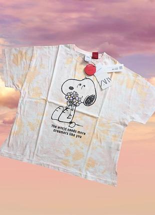 Футболка подростковая 13-14 лет 164 см спящие snoopy dog